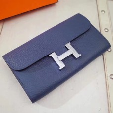 Portfel Hermes Constance Togo, skórzany, ciemnoniebieski