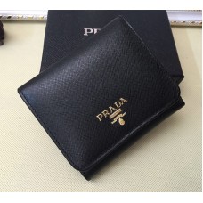 Portfele Prada 1M0176 ze skóry saffiano w kolorze czarnym
