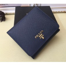 Portfele Prada 1M0176 ze skóry saffiano w kolorze granatowym