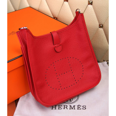 Hermes Evelyne III Togo Skórzana Torba na Ramię Czerwona