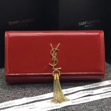 Kopertówka YSL z lakierowanej skóry z frędzlami 27 cm, czerwona