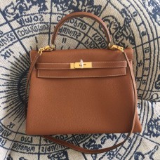 Hermes Kelly 28cm Togo Leather Brown Gold Bag