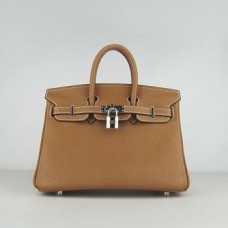 Torebka Hermes Birkin 25cm 6068 jasnokawowa srebrna