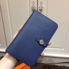 Portfel Hermes Dogon Togo Leather H001 Ciemnoniebieski