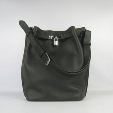 Hermes So Kelly 28cm Togo Skórzana Torba na Ramię Czarno-Srebrna