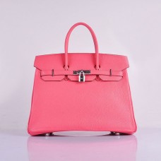 Torebka Hermes Birkin 35 cm Togo ze skóry w kolorze różowo-srebrnym
