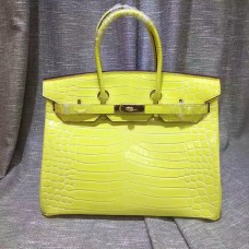 Torebka Hermes Birkin 35 cm ze skóry krokodyla w kolorze żółtego złota