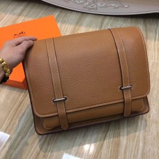 Hermes Steve Męska skórzana torba na ramię w kolorze brązowym
