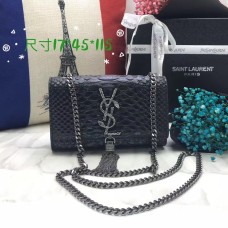 Torebka YSL z frędzlami i łańcuszkiem 17 cm w kolorze węża, czarno-srebrnym