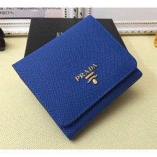 Portfele Prada 1M0176 ze skóry saffiano w kolorze niebieskim