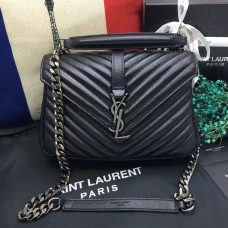 Torebka na ramię YSL z uchwytem u góry 24 cm, czarno-srebrna