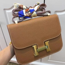 Torebka Hermes Constance 23 cm, skóra Epsom, kolor camelowy, złoty
