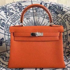 Hermes Kelly 28cm Togo Leather Orange Gold Bag