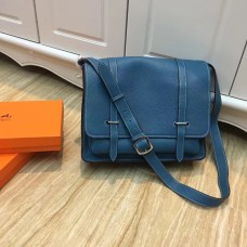 Hermes Steve Męska skórzana torba na ramię w kolorze niebieskim