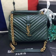 Torebka na ramię YSL z uchwytem u góry, 24 cm, zielono-złota