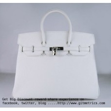 Torebki Hermes Birkin 35cm Togo skórzane białe srebrne