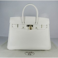 Torebka Hermes Birkin 35cm Togo ze skóry w kolorze białego złota