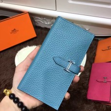 Hermes Bearn Portfel Togo Skóra H005 Niebieski