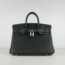 Torebka Hermes Birkin 25cm 6068 czarno-srebrna