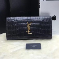 Kopertówka YSL 27 cm ze skóry krokodyla, czarno-złota