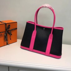 Torebka skórzana Hermes Garden Party 36 cm w kolorze czarnym, intensywnie różowym