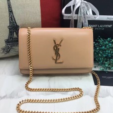 Torebka YSL z gładkiej skóry na łańcuszku, 22 cm, morelowa