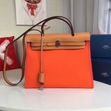 Hermes Herbag 31 cm pomarańczowa torba płócienna
