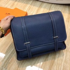 Hermes Steve Męska skórzana torba na ramię w kolorze ciemnoniebieskim