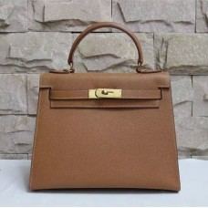 Torebka Hermes Kelly 28 cm ze skóry Epsom w kolorze brązowo-złotym
