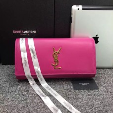 Kopertówka YSL Saint Laurent 27 cm z gładkiej skóry w kolorze różowym