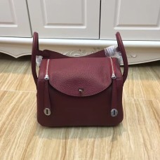 Torebka Hermes Lindy 30 cm w kolorze bordowo-srebrnym