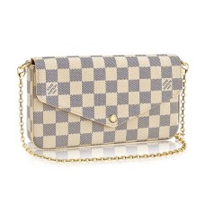 Portfel Louis Vuitton N63106 Pochette Felicie z łańcuszkiem Damier Azur Canvas