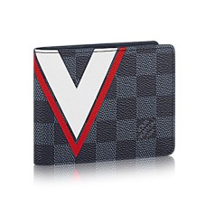 Louis Vuitton N64008 Smukły portfel Damier Cobalt Canvas